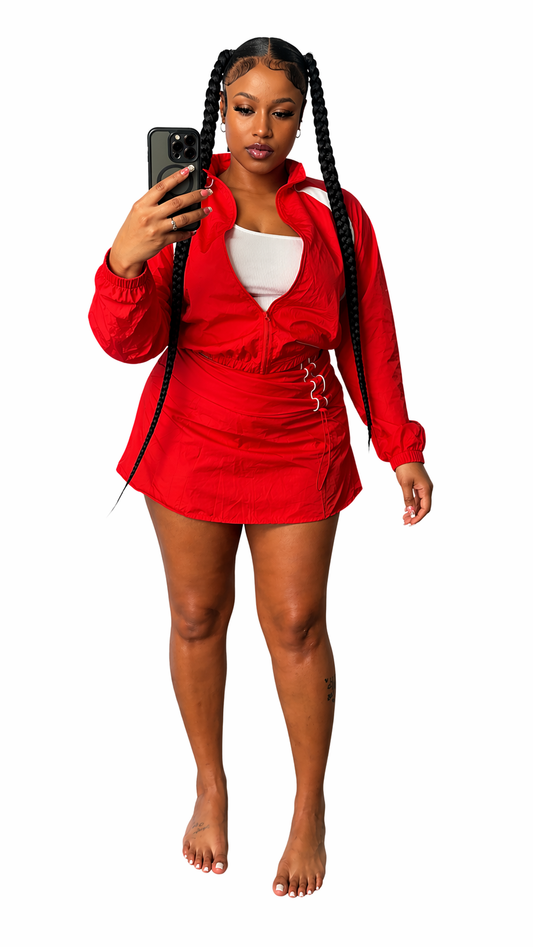 Hottie Sport 2 pc Skort Track Set (red)