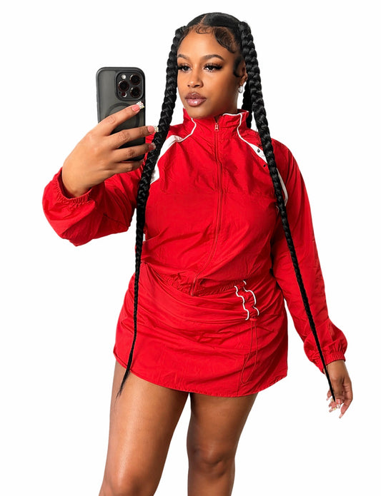 Hottie Sport 2 pc Skort Track Set (red)